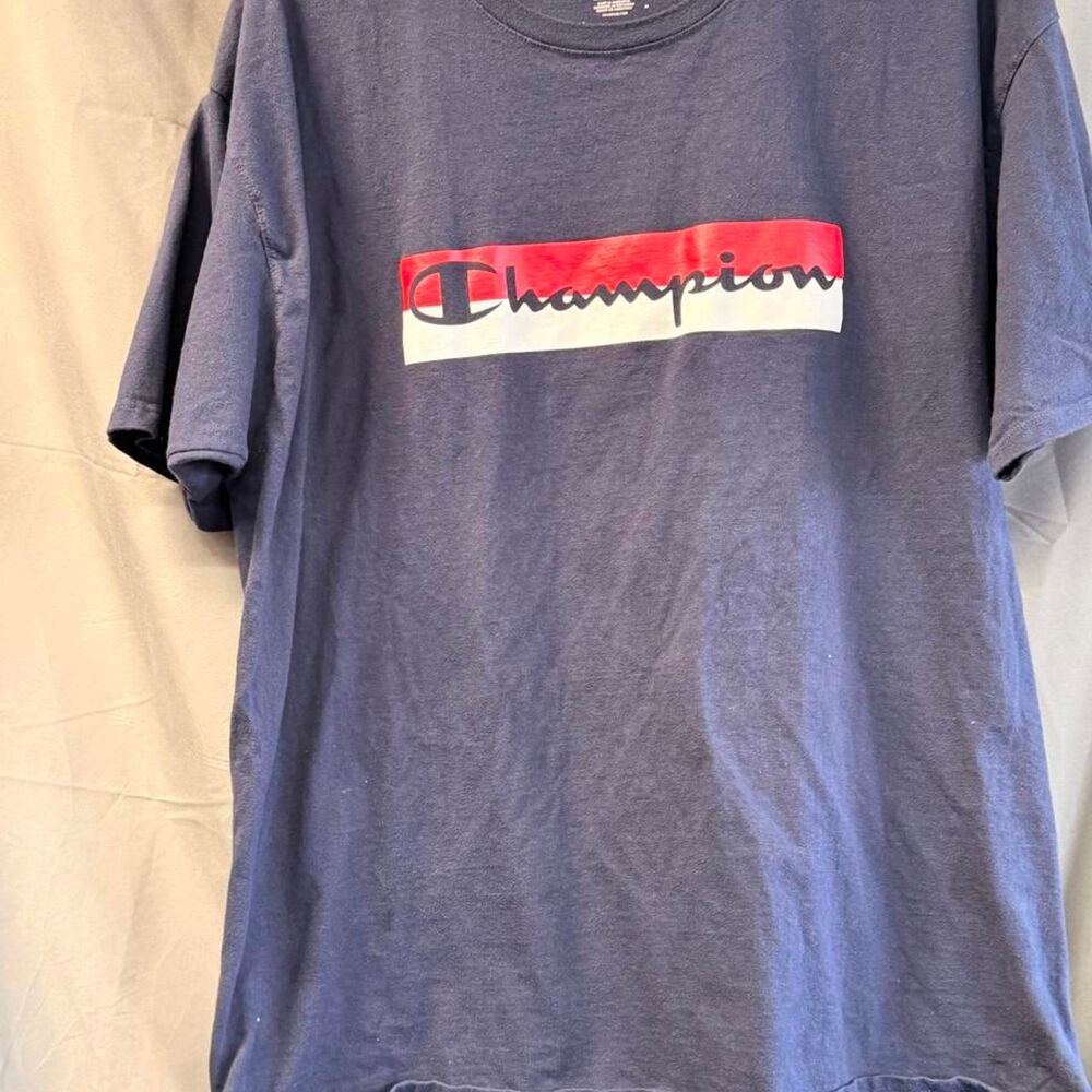 Champion Men's Navy and Blue T-shirt